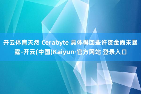 开云体育天然 Cerabyte 具体得回些许资金尚未暴露-开云(中国)Kaiyun·官方网站 登录入口