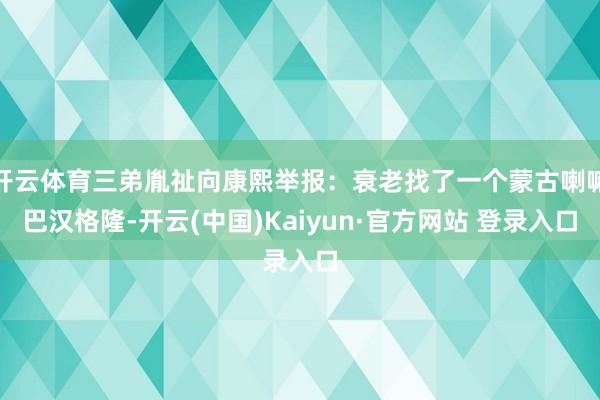 开云体育三弟胤祉向康熙举报:衰老找了一个蒙古喇嘛巴汉格隆-开云(中国)Kaiyun·官方网站 登录入口
