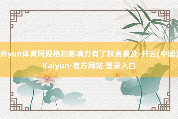 开yun体育网规格和影响力有了权贵普及-开云(中国)Kaiyun·官方网站 登录入口